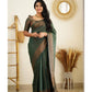 Party Wear Pattu Silk Green Saree With Blouse
