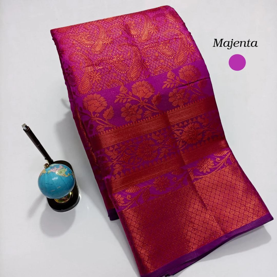 Designer Magenta Colour Soft Silk Saree For Women
