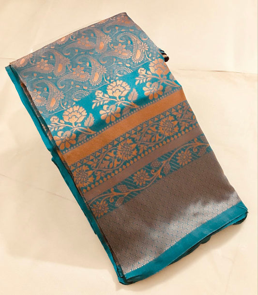 Designer SeaBlue Colour Silk Saree For Women