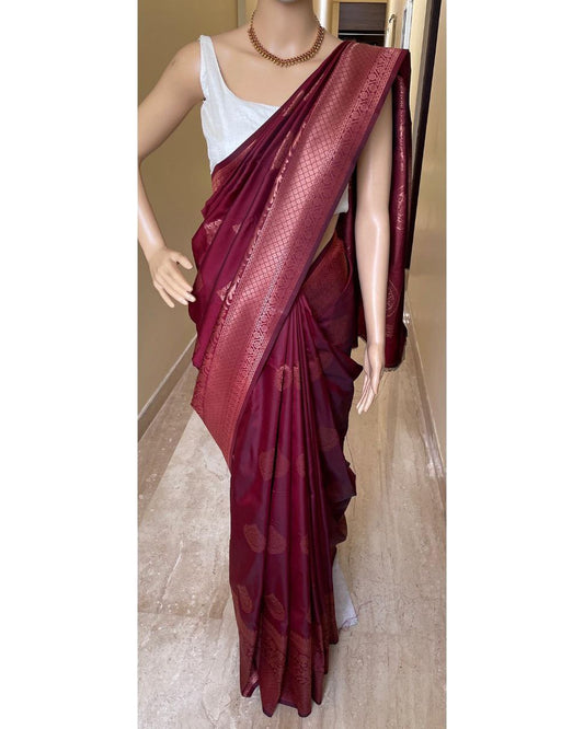 Red Pure Silk Festival Wear Saree For Women