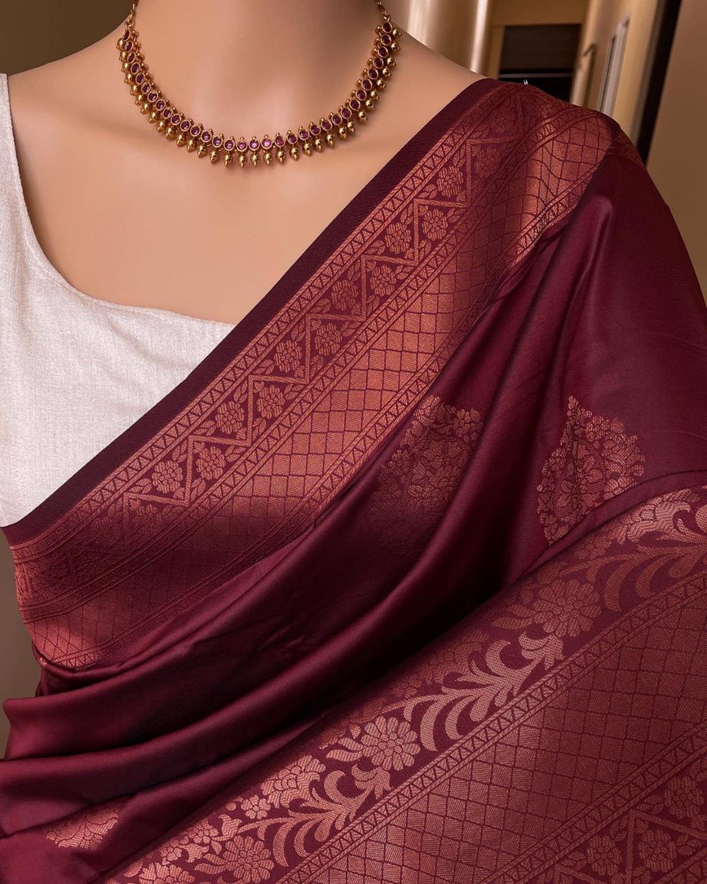 Red Pure Silk Festival Wear Saree For Women