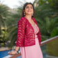 Pink Lehenga Choli And Blouse With Maroon Jacket