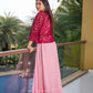 Pink Lehenga Choli And Blouse With Maroon Jacket