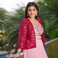 Pink Lehenga Choli And Blouse With Maroon Jacket