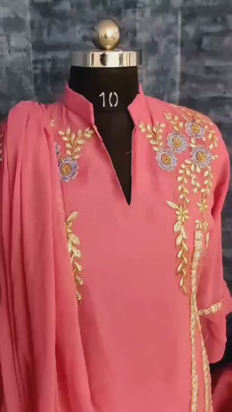 Designer Pink Color Georgette Top with Dupatta