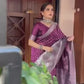 Purple Colour Beautiful Banarasi Soft Silk Saree