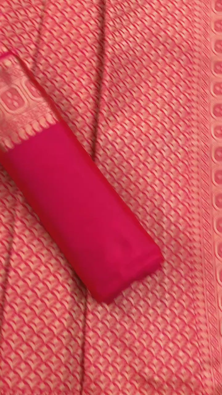 Amazing Dark Pink Soft Silk Saree with Blouse