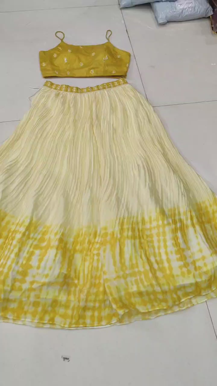 Elegant Yellow White Designer Lehenga Choli With Jacket