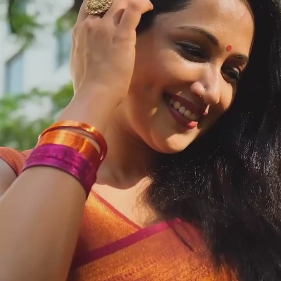 Orange Color Kanchipuram Silk Saree For Party Wear