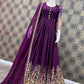 Designer Wine Color Wedding Wear Dress With Dupatta Set