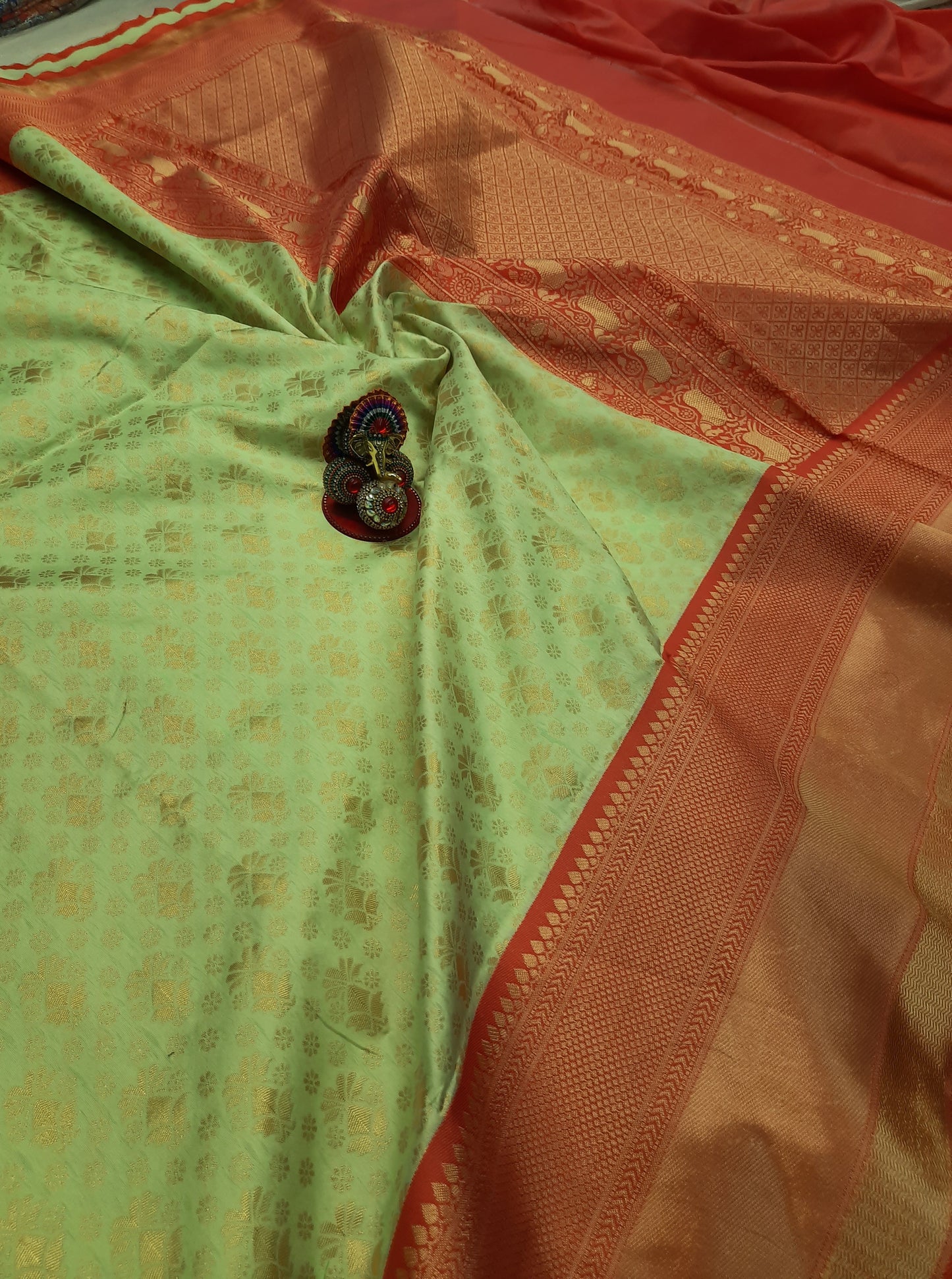 Pure Silk Green Kanchipuram saree for women