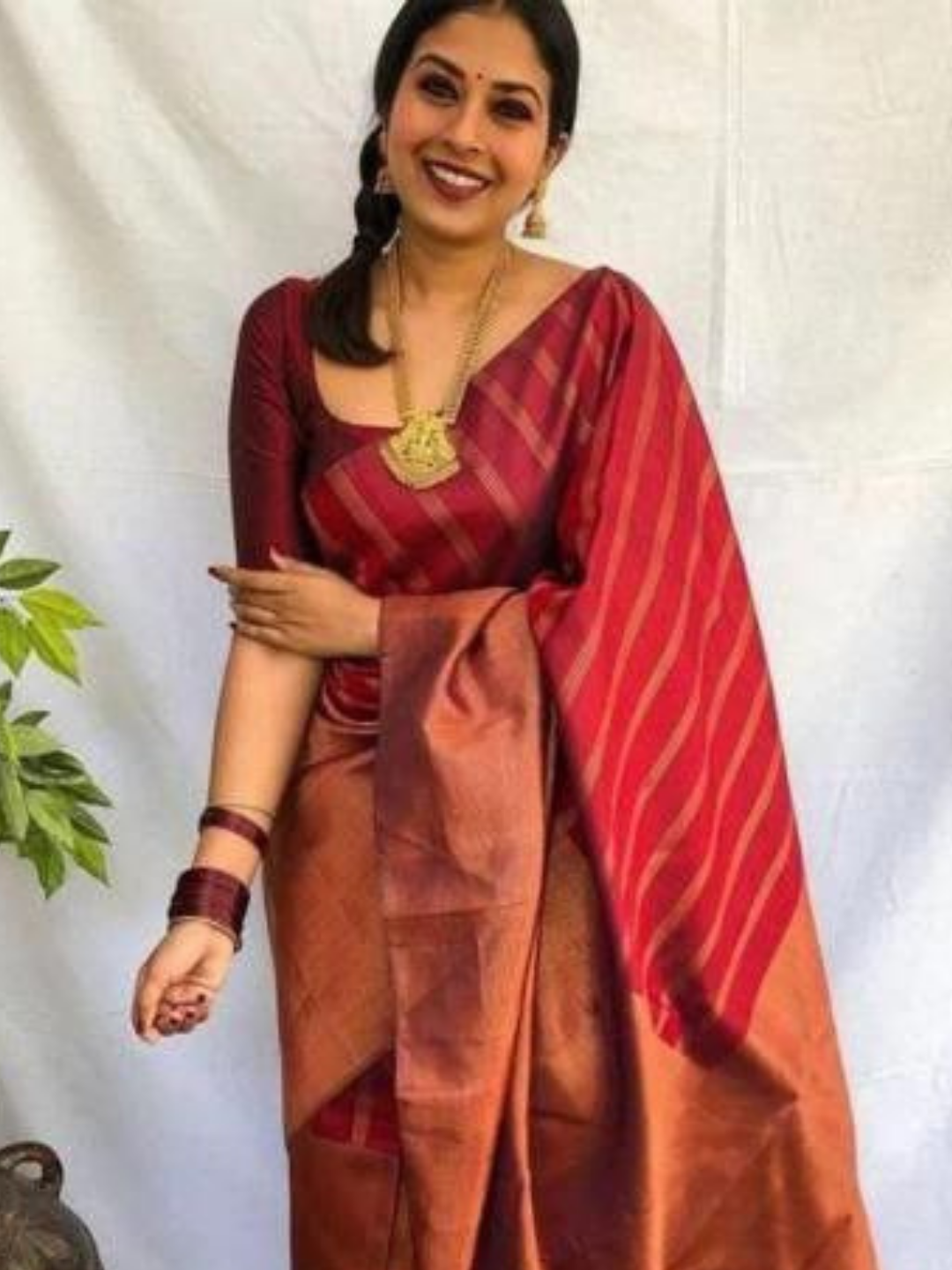 Pure Silk Kanjivarm saree with Copper Border for women