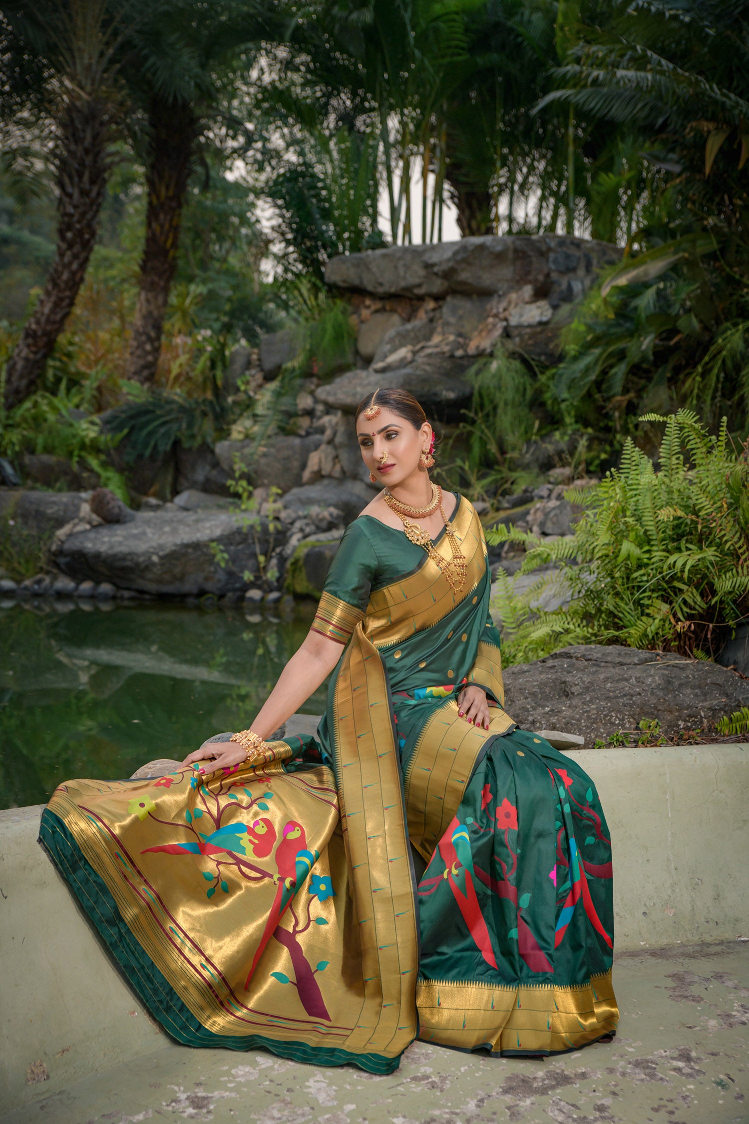 Traditional Paithani Sarees with Mughal Print for Women