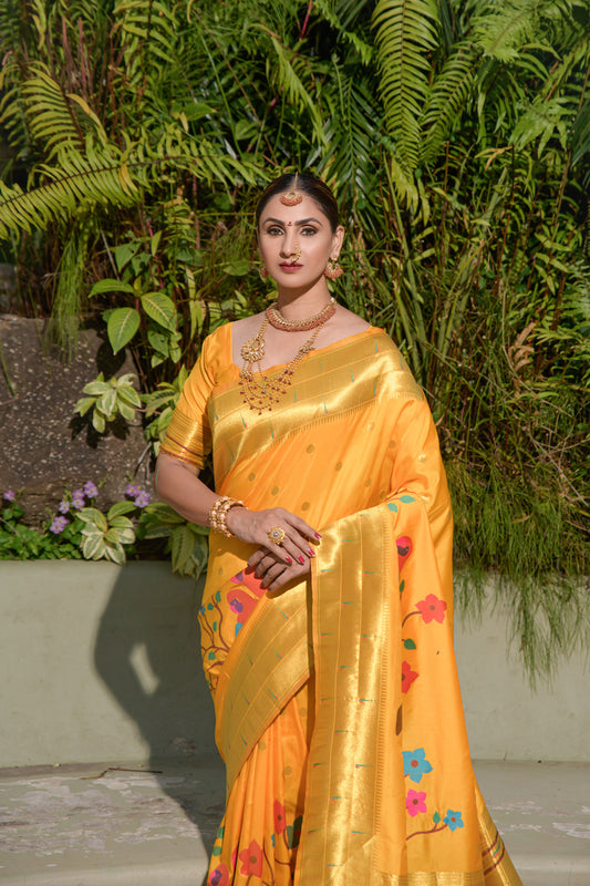 yellow paithani saree for wedding