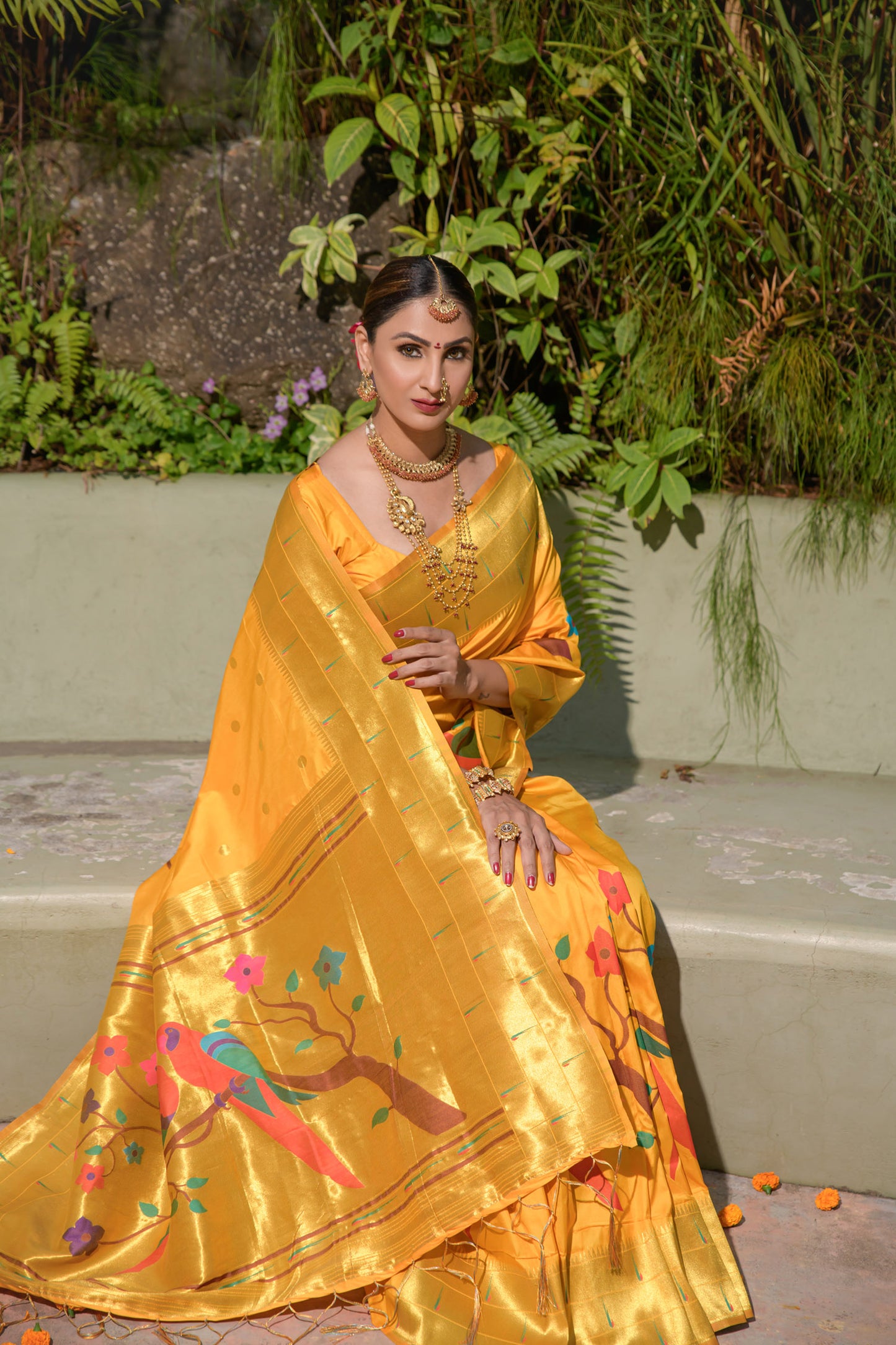 Yellow Paithani Saree For Wedding And Party