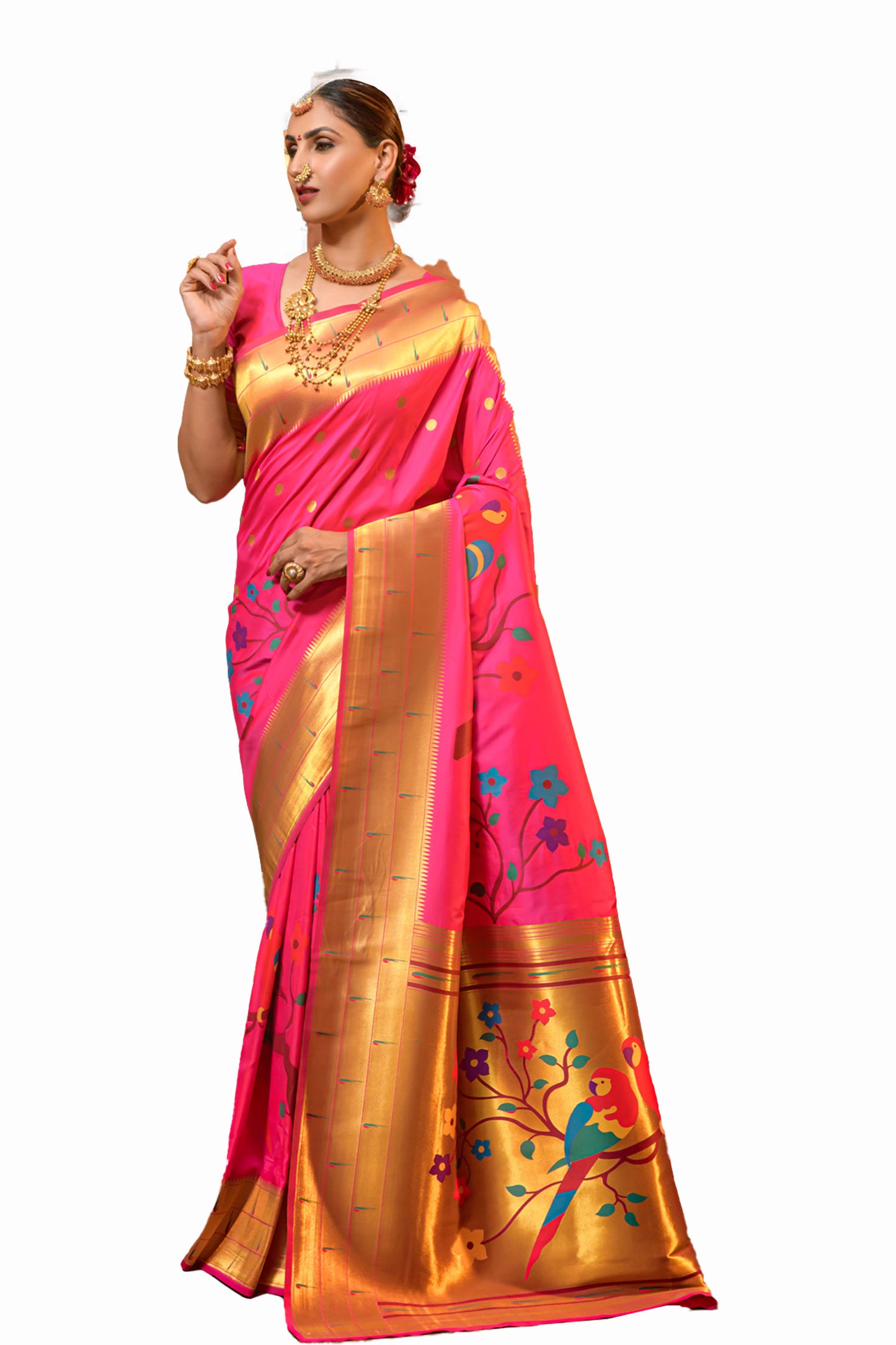 Pink Paithani Saree For Wedding And Festive and Party Original Rooprekha