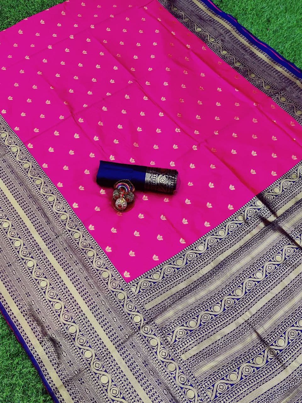 Pink Kanjivaram Saree with Matching Designer Blouse