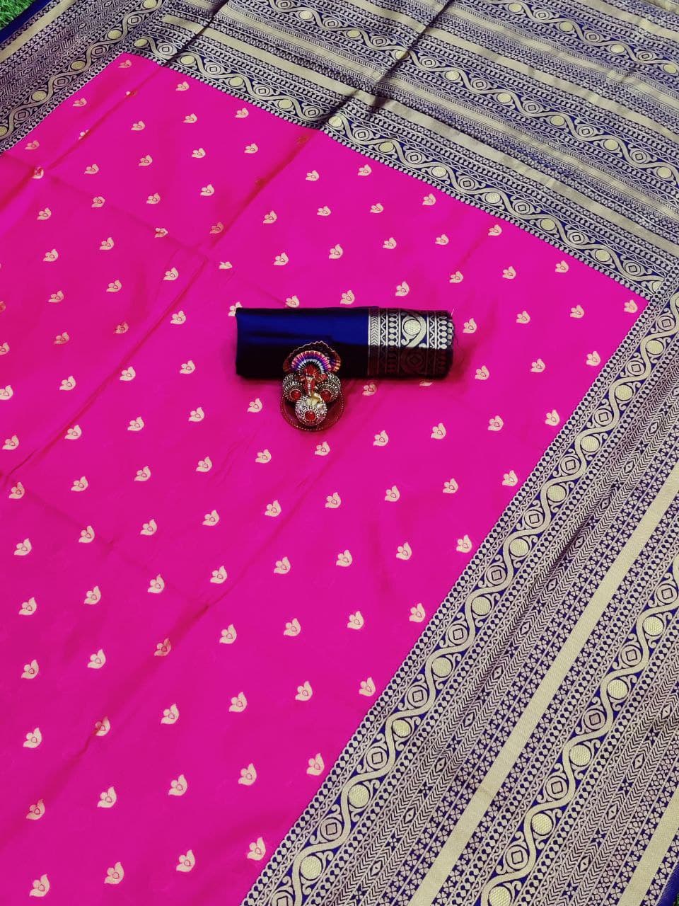 Pure Silk Pink HandWoven Sari for women