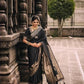 Black Polka Dot Kanjivaram Saree with Copper Zari Border || Rooprekha