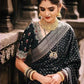 Black Polka Dot Kanjivaram Saree with Copper Zari Border || Rooprekha