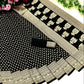 Black Polka Dot Kanjivaram  Silk Saree with Copper Zari Border