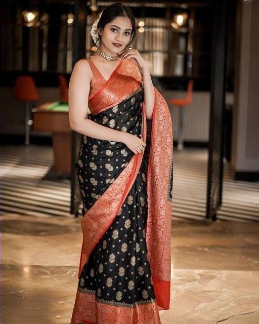 Black Kanjeevaram Silk Saree With Mint-Green Border | Silk sarees, Saree,  Mint green