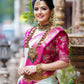 White Pink Litchi Silk Pure Kanchipuram Kanjeevaram saree