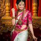 White Pink Litchi Silk Pure Kanchipuram Kanjeevaram saree