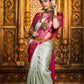 White Pink Litchi Silk Pure Kanchipuram Kanjeevaram saree