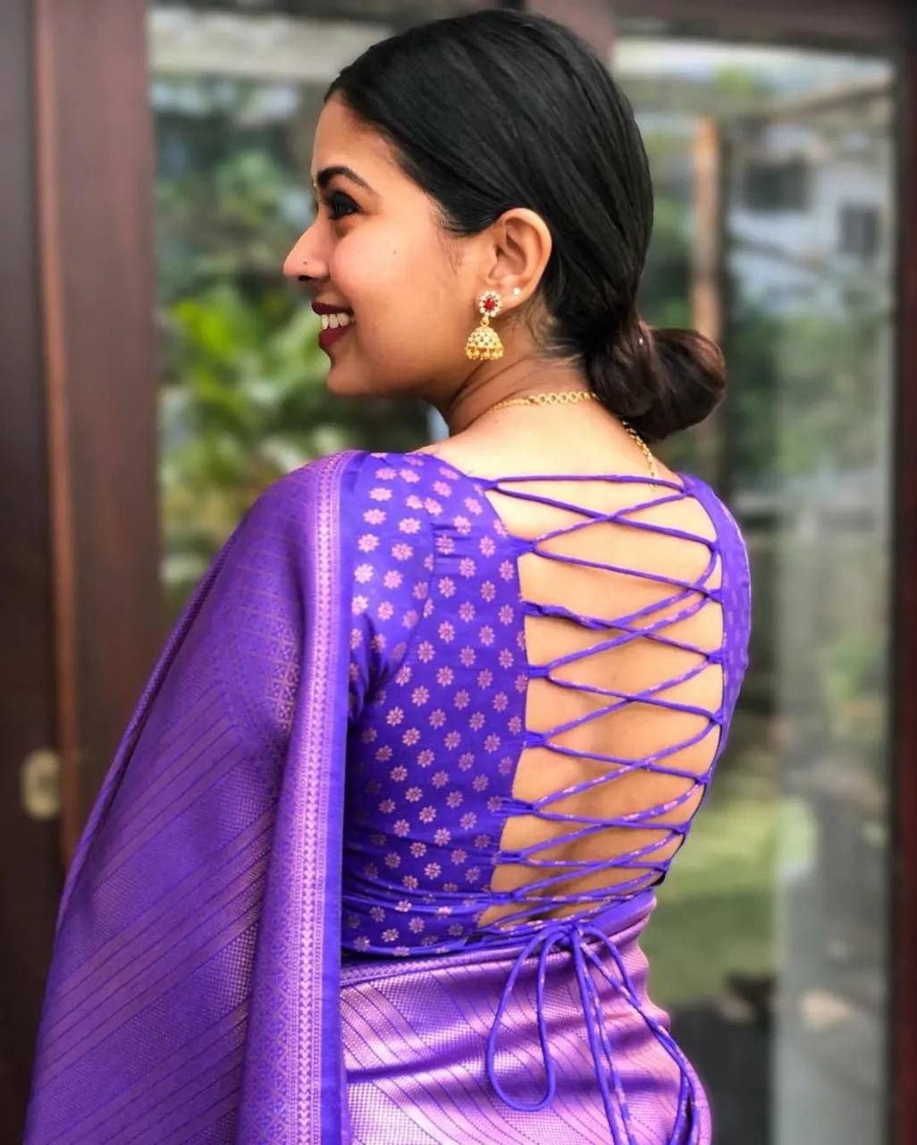 Pochampally Saree with Trendy Blouse - Saree Blouse Patterns