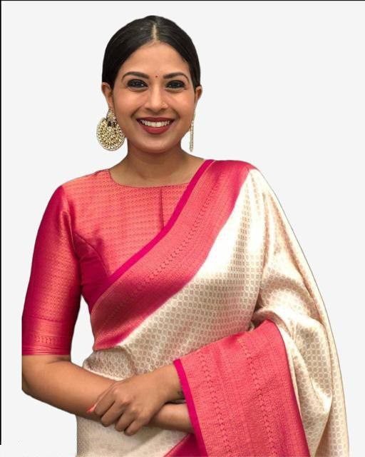 Navratri 2022 Day 1 Outfit White Kanjeevaram Saree - Dreaming Loud