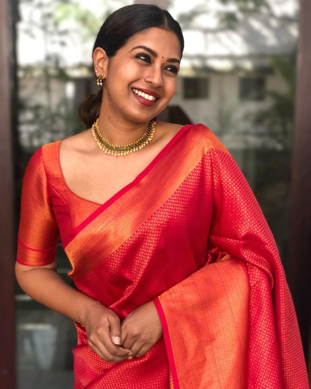 Pure Silk Red Kanchipuram saree for women