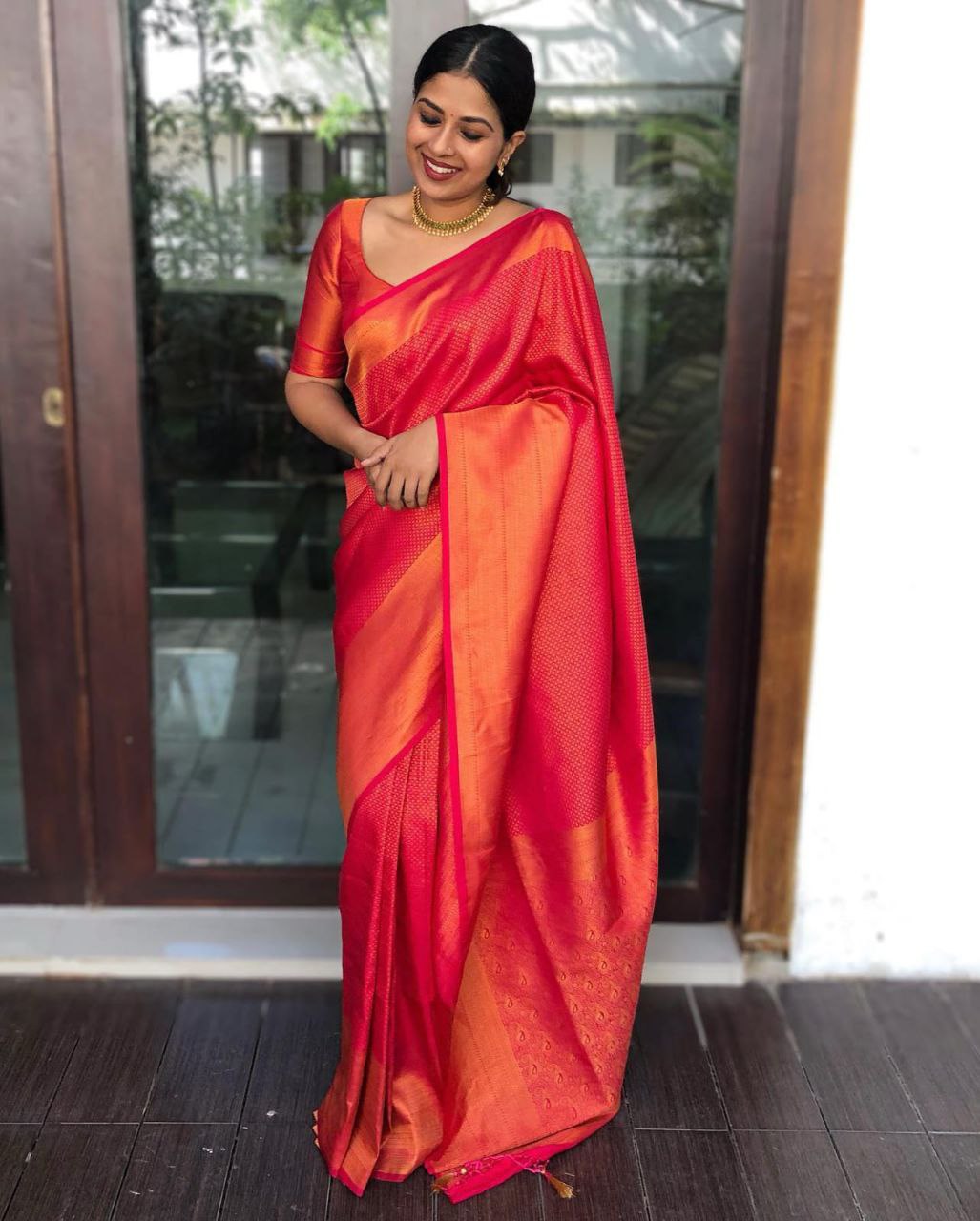 Pure Silk Red saree for women