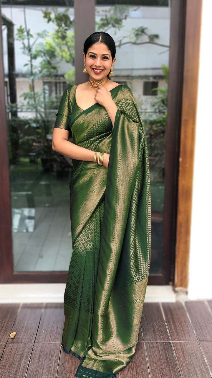 Pure Silk Kanjivarm Green Kanchipuram saree for women