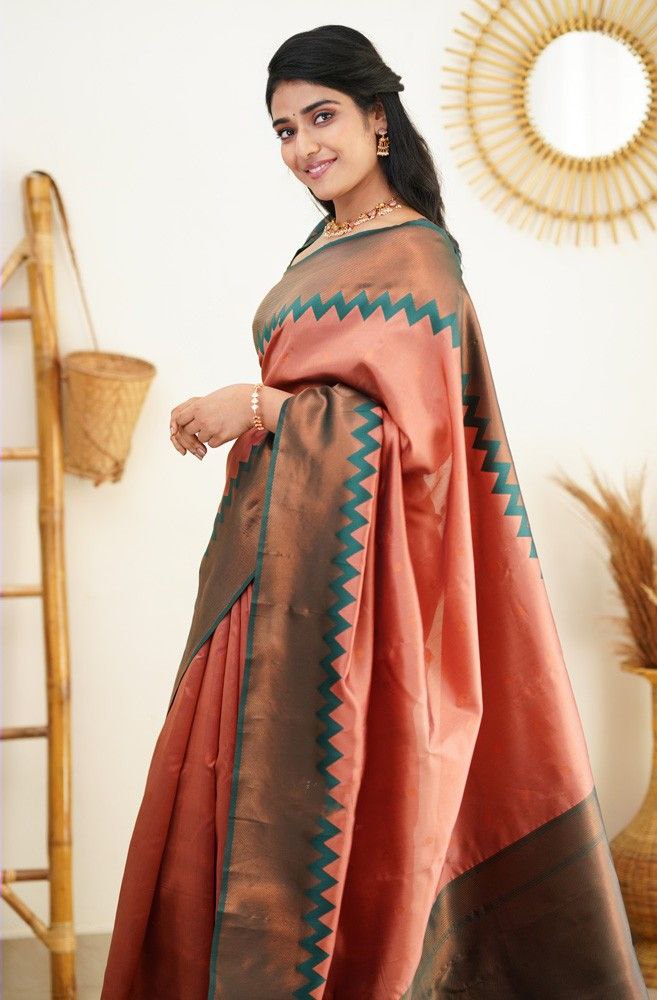 Buy KBNariya Woven Kanjivaram Pure Silk Brown Sarees Online @ Best Price In  India | Flipkart.com