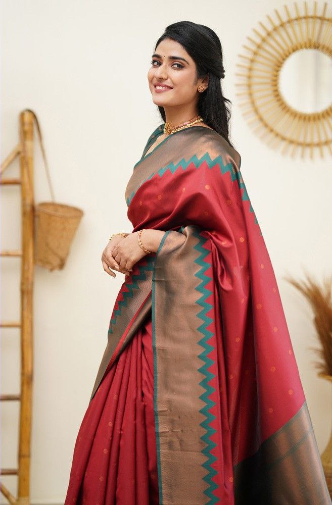 new Pure Silk Red Kanjivarm saree for women