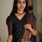 Copper Border Pure Black Saree for women 