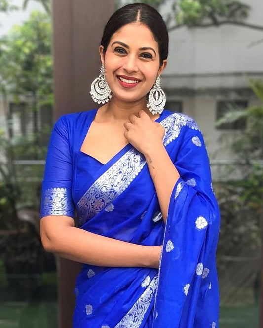 Pure Silk Kanjivarm Blue saree for women