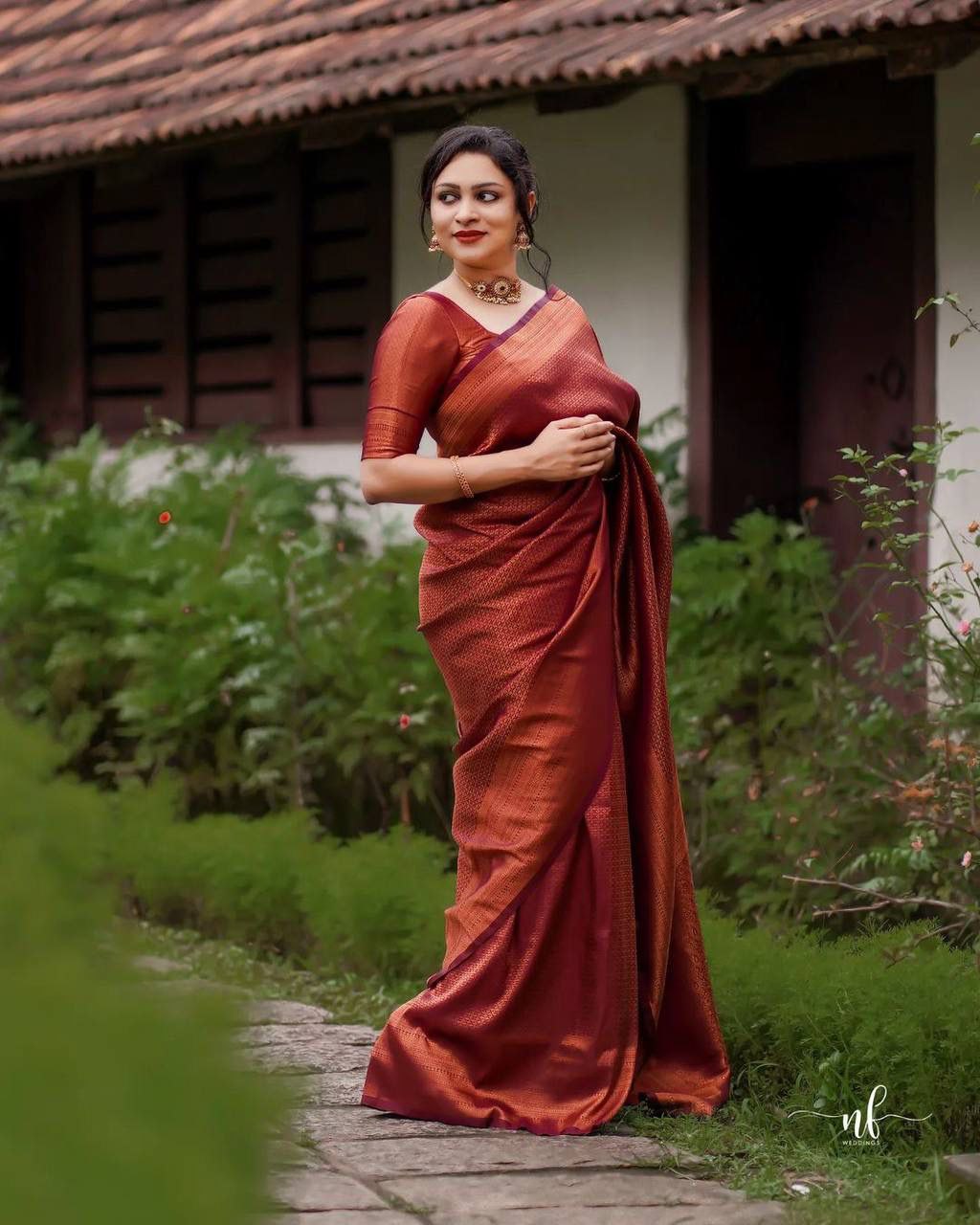 new trendy Pure Silk Maroon saree For Women