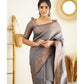 new pure silk grey saree for women