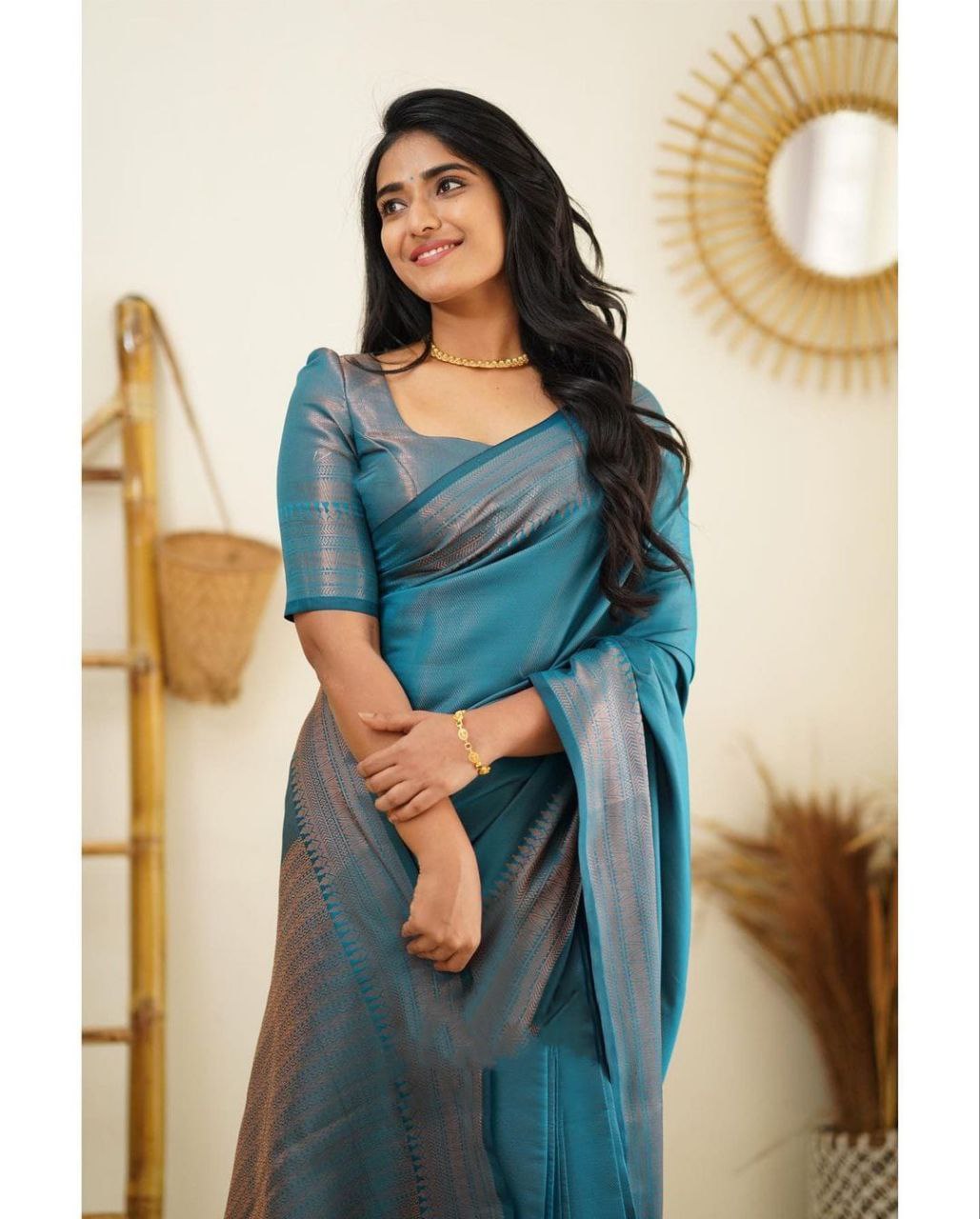Pure Silk Blue Kanjivarm Kanchipuram saree for women