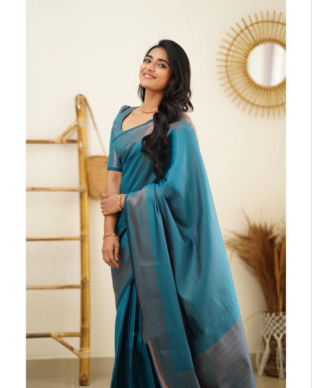 Pure Silk Blue Kanjivarm Kanchipuram saree for women