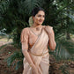 Cream color saree with Kanchipuram blouse