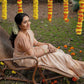 Cream color saree with blouse for women