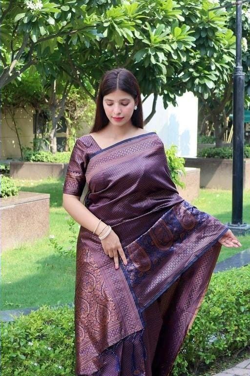 Maroon Pure Banarasi Silk Saree With Blouse 2006SR26