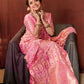 Pink Bollywood Pure Silk Kanjivaram saree for wedding and party wear