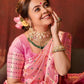 Pink Bollywood Pure Silk Kanjivaram saree for wedding and party wear