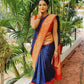 Pure Silk Blue and PInk Kanjivaram saree party wear and festive