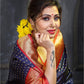 Pure Silk Blue and PInk Kanjivaram saree party wear and festive