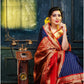Pure Silk Blue and PInk Kanjivaram saree party wear and festive
